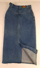 Vintage Calvin Klein Woman Denim Blue Jean 32" Split Back Skirt 90s size 7/8