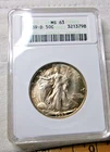1939 D SILVER WALKING LIBERTY HALF DOLLAR ANACS MS 63