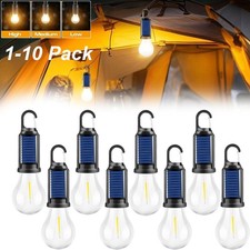 Solar Rechargeable Hooked Camping Light Waterproof 3 Modes Hanging Lantern Lamp