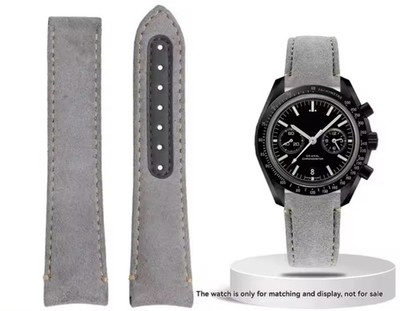Premium Vintage Suede Cowhide Strap 21-18mm Fits Omega Speedmaster Dark Side