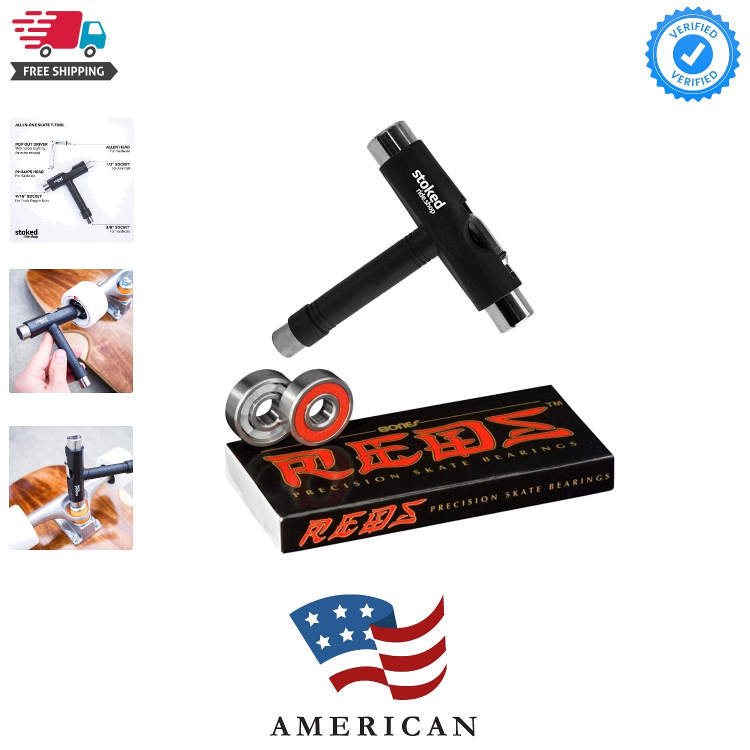 Reds Bearings 8-Pack for [Skateboards, Longboards, Scooters,