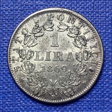 1869 - XXIII R One Lira Papal States Italy 🇮🇹