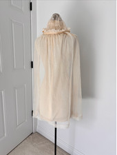 Vintage 1920's Antique Juliet Bridal Cap Wedding Veil Silk Ribbon Netted Lace F