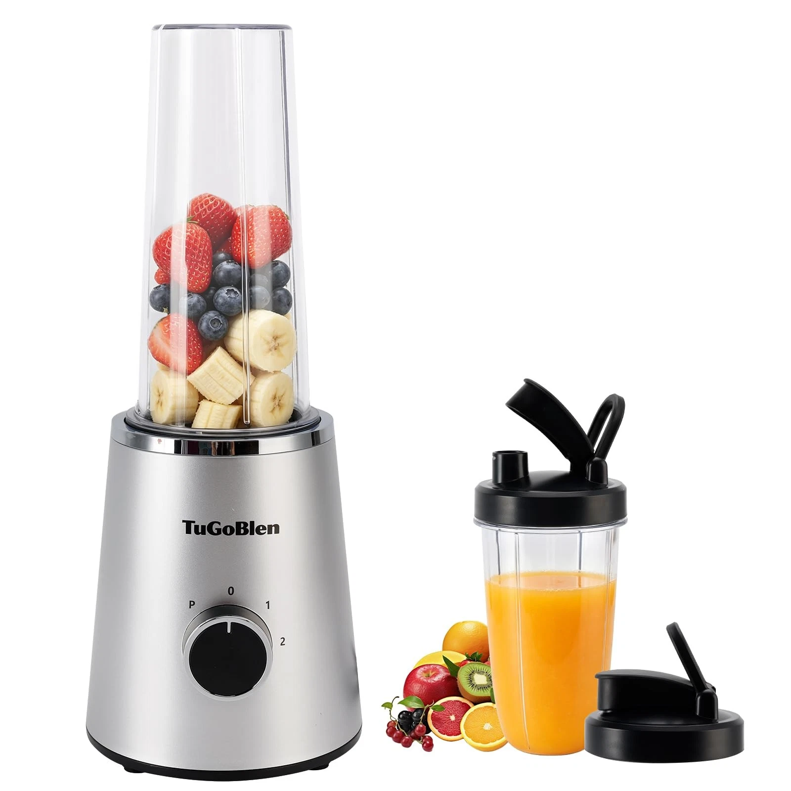TuGoBlend Mini Blender with 2 Portable Cups (20oz + 13.5oz), 4-Blade Stainles...