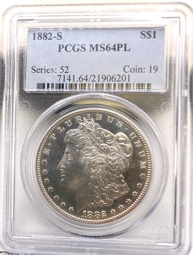 1882 S Morgan Silver Dollar PCGS MS 64 PL