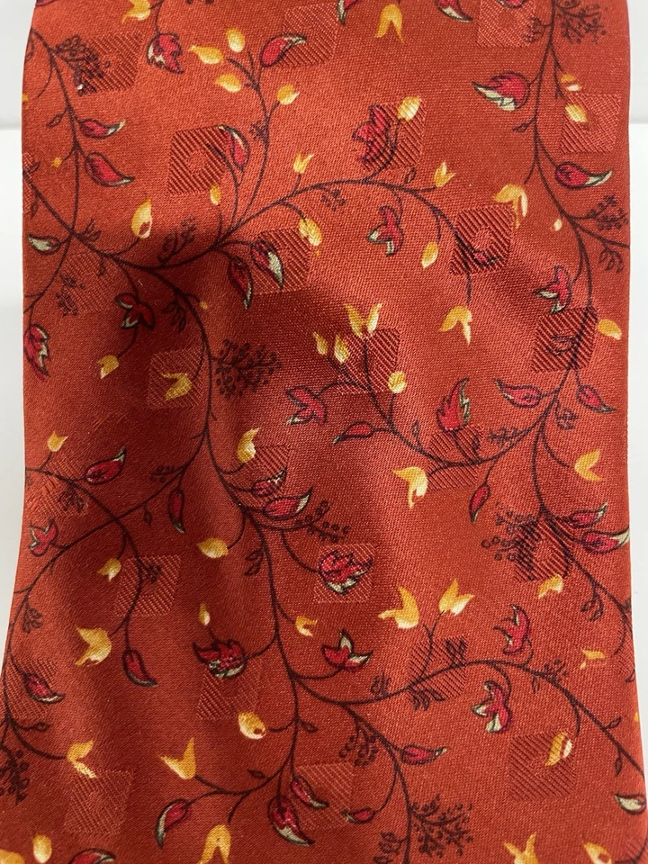 Corbata de seda naranja quemada patrón geométrico NINA RICCI hecha en Francia -NUEVA CON ETIQUETAS Foto 3 de 4