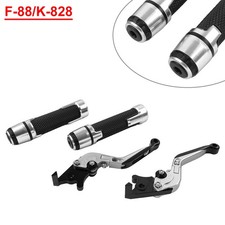 Silver Adjustable Brake Clutch Lever Handlebar Grips For Kawasaki ZX6R 636 ZX10R