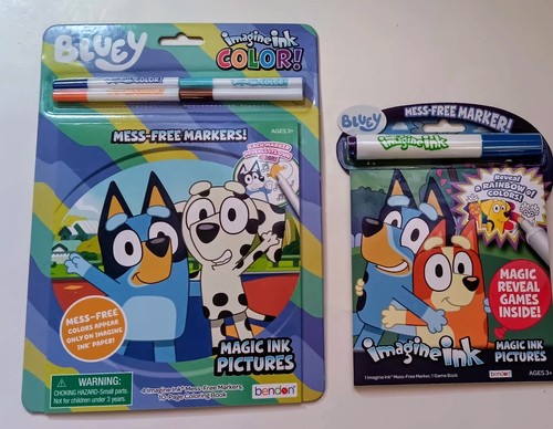 Disney Bluey Magic Ink Coloring Book Set Kids Toddlers 2 pcs of FAST ...