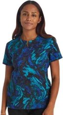 Inspira Blue Marble Print Scrub Top S