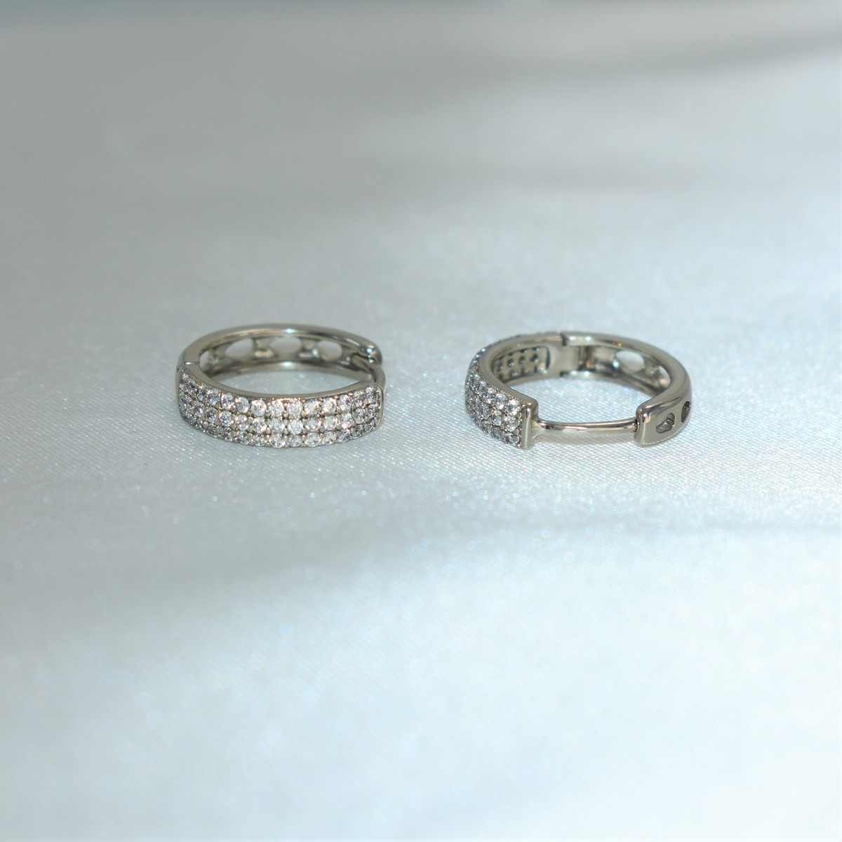 Sterling Silver Huggie Hoop Earrings With CZ - 925 Stamped, 8mm, Gift Box