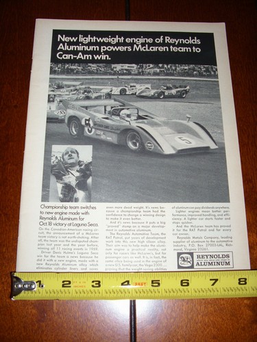 McLAREN CAN AM RENNWAGEN REYNOLDS ALUMINIUM - ORIGINAL ANZEIGE 1971 - Bild 1 von 2