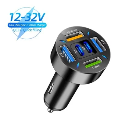Auto Ladegerät USB-C USB A Zigarettenanzünder Ladeadapter KFZ Schnell-Ladegerät - Bild 1 von 4