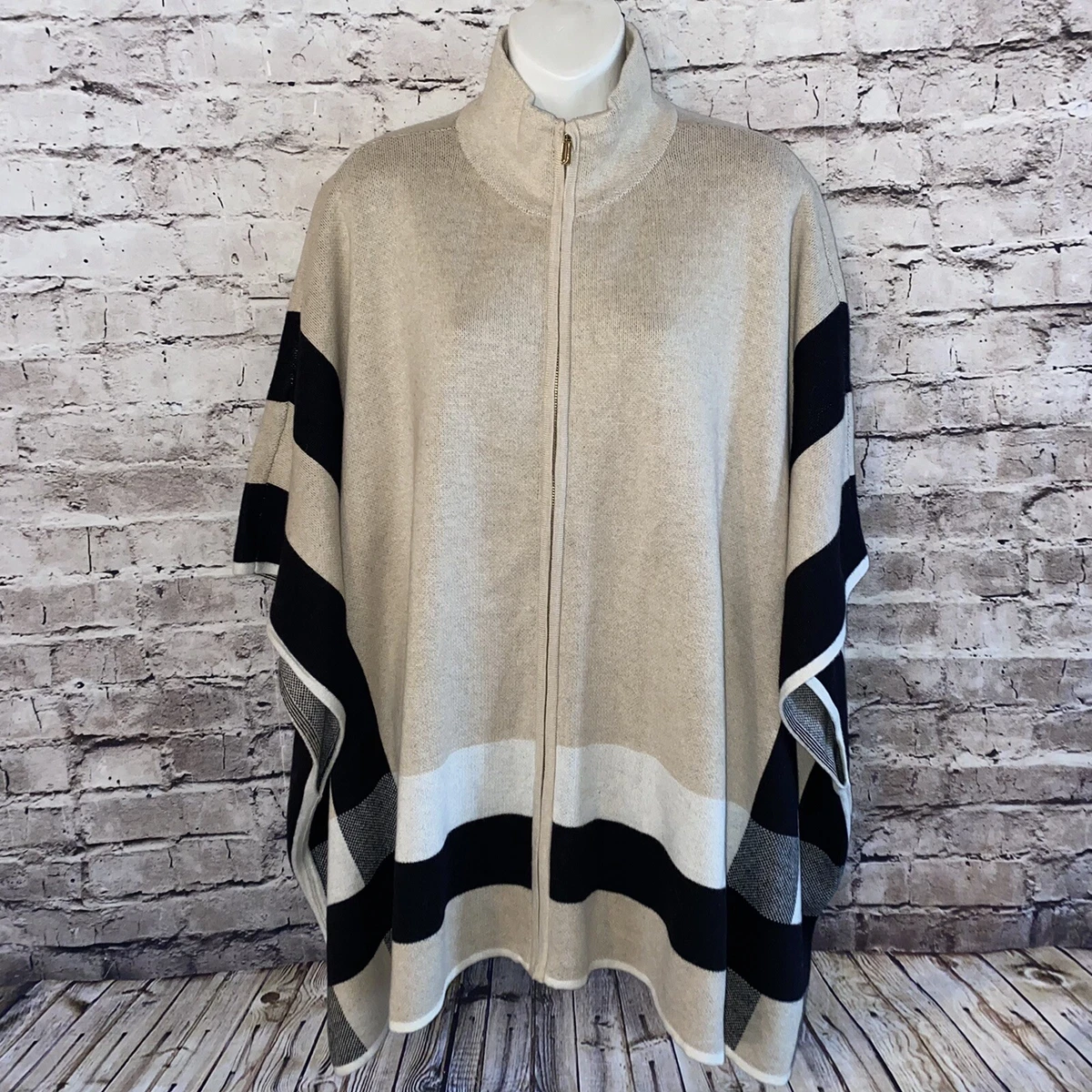 zip front poncho sweater