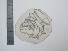 vtg 1960s 70s Tattoo Flash acetate stencil Animals Bulldog in Cap AN2