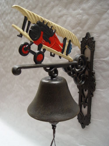 Campana de Pared Aviones Biplano Eisenglocke Metallglocke Gartenglocke