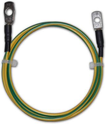 EBROM Erdungskabel 5 M, 16 Mm², Grün-gelb – Mit Kabelschuhen M8 & M10, Made In Germany