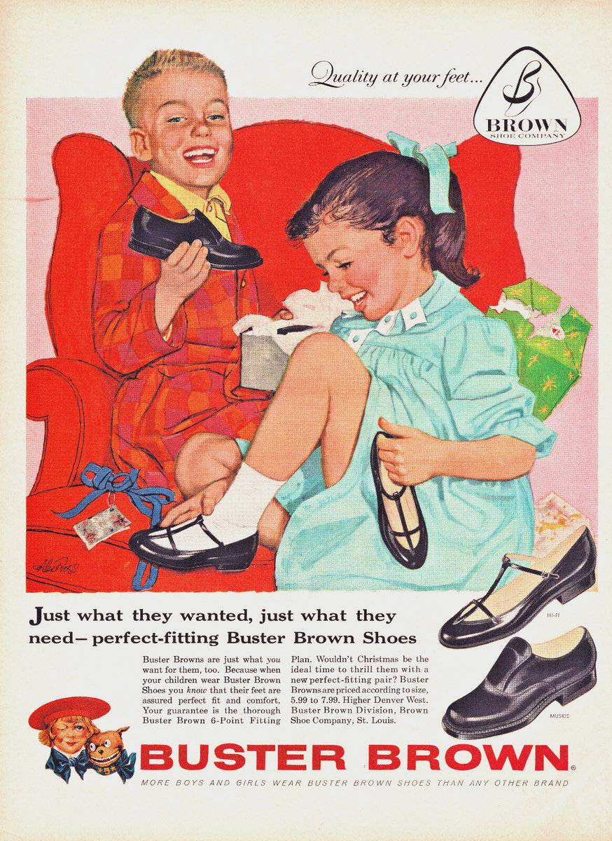 Shoe Company Buster Brown Shoes 1950s Vintage 1958 Buster Brown