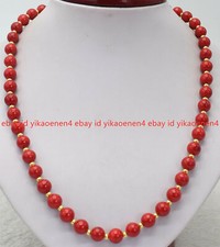 Fashion 8/10/12mm south sea red coral round gemstone beads Necklace 18'' AAA