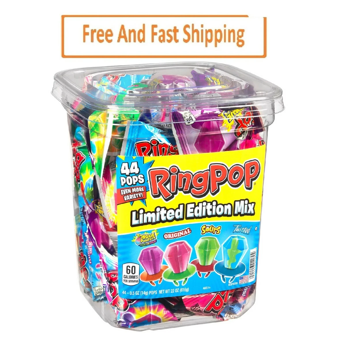 Ring Pop Assorted Flavors Lollipops Candy Tub Bulk Variety