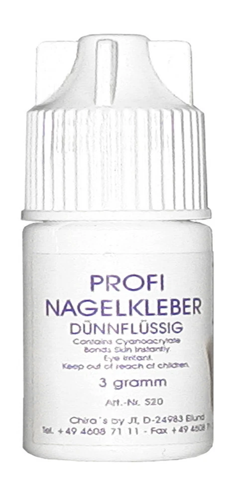 CHIRA´S BY JT Nagelkleber Tipkleber 3 g Profi Kleber Kunstnägel Tips 5x extra stark Nail Glue