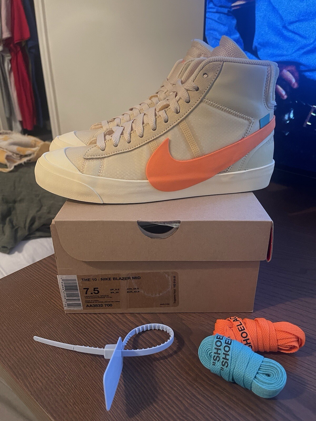 OFF WHITE X NIKE Blazer Nike Off White taglia 7 5 mid all hallows sveve *INDOSSATO UNA VOLTA*
