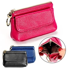 Women Lady Small Leather Pouch Coin Purse Zipper Pocket Change Wallet Key Chain
