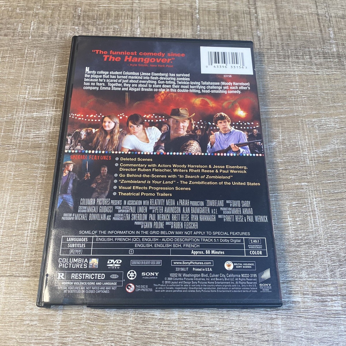 Zombieland (2010) DVD - Woody Harrelson, Emma Stone, Jesse