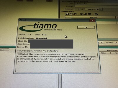 Metrohm USA TIAMO 2.5 Full version installed on DELL OptiPlex 7010 i5 4GB