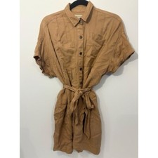 UO Button-Down Women's S-P Tan Utility Dress W Belt Urban Outfitters