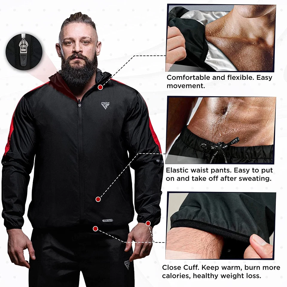 Sweat Sauna Suit by RDX, Heat suit, Sweat suit, heavy duty suit, Training Work - Image 4 of 4