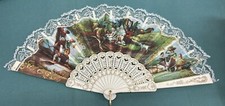 Rare Goya El Cacharrero Silk Lace Hand Fan La Vendimia Unique Artwork Frame 6