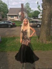 Prom dress for sale, size 4, Black and Tan, great condition