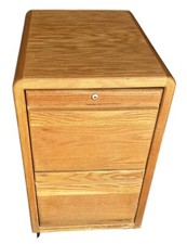 Mid Century 60s 2 Drawer Legal Letter Vertical File Cabinet Printer Oak Wood