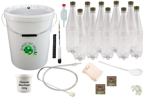 Elderflower Champagne Equipment Making Starter Kit + Bottles & EC-1118 Yeast