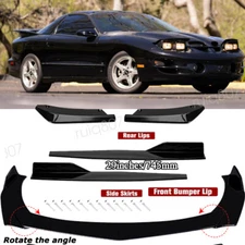 For Pontiac Firebird Front & Rear Bumper Lip Spoiler +Side Skirt Splitter Black