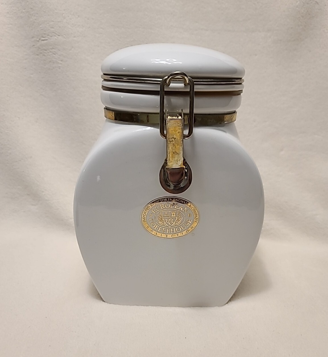 VTG European Coffeehouse Collection White Canister Coffee Jar 8" eBay