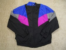 Vtg Eagle Ridge Jacket Women Extra Large Black Color Block 80s Retro Windbreaker