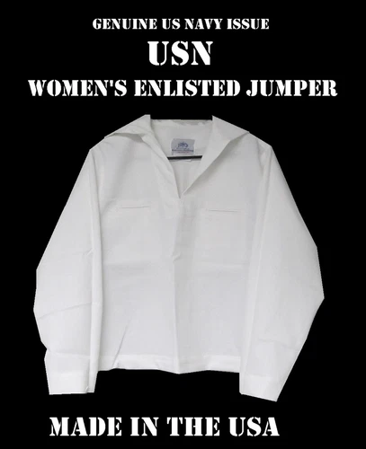 US NAVY DAMEN MATROSE UNIFORM TOP PULLOVER WEISS MIDDY USN S M L XL CRACKER JACK - Bild 1 von 7