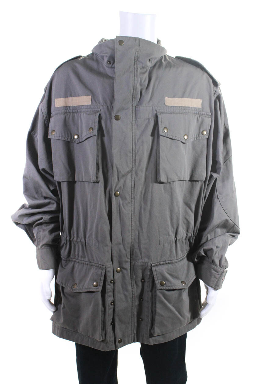 Willis & Geiger Mens Long Canvas Anorak Jacket Gray Cotton Size XL Tall