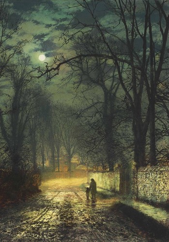 John Atkinson Grimshaw A Moonlit Lane Painting Fine Art Reprint A3 A4 A5 - Picture 1 of 5