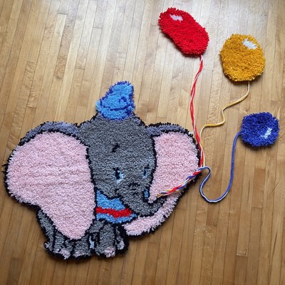Vintage DUMBO Disney Elephant Latch Hook Rug Wall Art Kids Room 