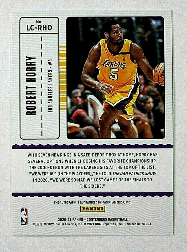 2020-21 Panini Contenders ROBERT HORRY LEGENDARY CONTENDERS Auto /199 LAKERS 💎 - Image 2 of 2