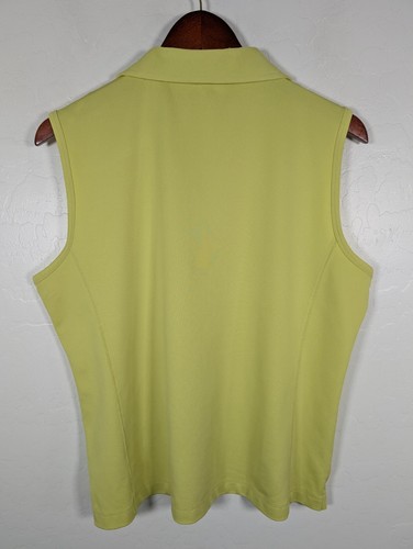 Callaway Top Polo Women Large Bright Yellow Sleeveless 1/4 Zip Golf Tennis - Picture 2 of 8