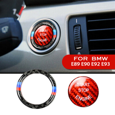 M Color Carbon Fiber Trim Engine Start Stop Button Cap For BMW E89 E90 E92 E93