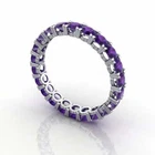 Natural Purple Amethyst Band Ring Full Eternity 925 Sterling Silver