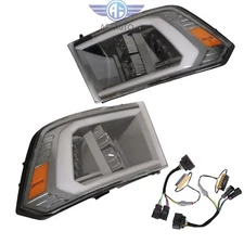 Black Projector Headlights Pair Fits 2009-2018 Dodge Ram 1500 2500 LED Strip Bar