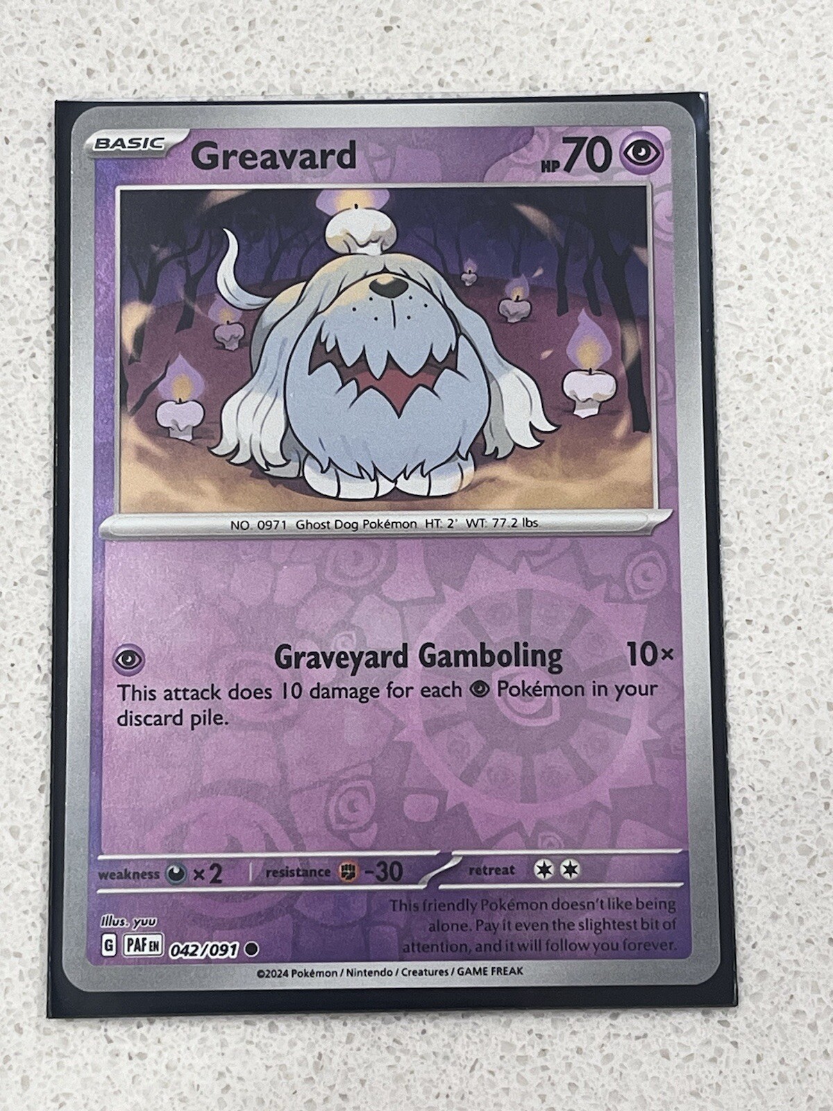 Greavard 042/91 Paldean Fates Reverse Holo NM PAF EN Pokemon Card Scarlet Violet