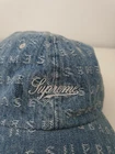 Casquette SS20 Supreme Jacquard Logos denim 6 panneaux chapeau bleu