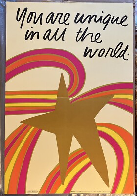 1970s Vintage ARGUS Contemporary Art Poster Colorful 21  X 14  You Are Unique