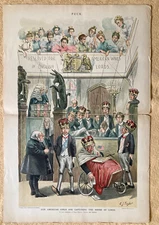1893 Puck Cartoon "Our American Girls Are Capturing the House of Lords”